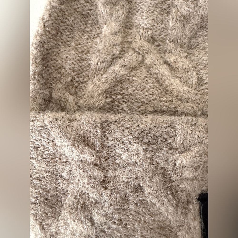 AllSaints Cable Knit Beanie Hat Ganache Brown Marl One Size New - Picture 5 of 5